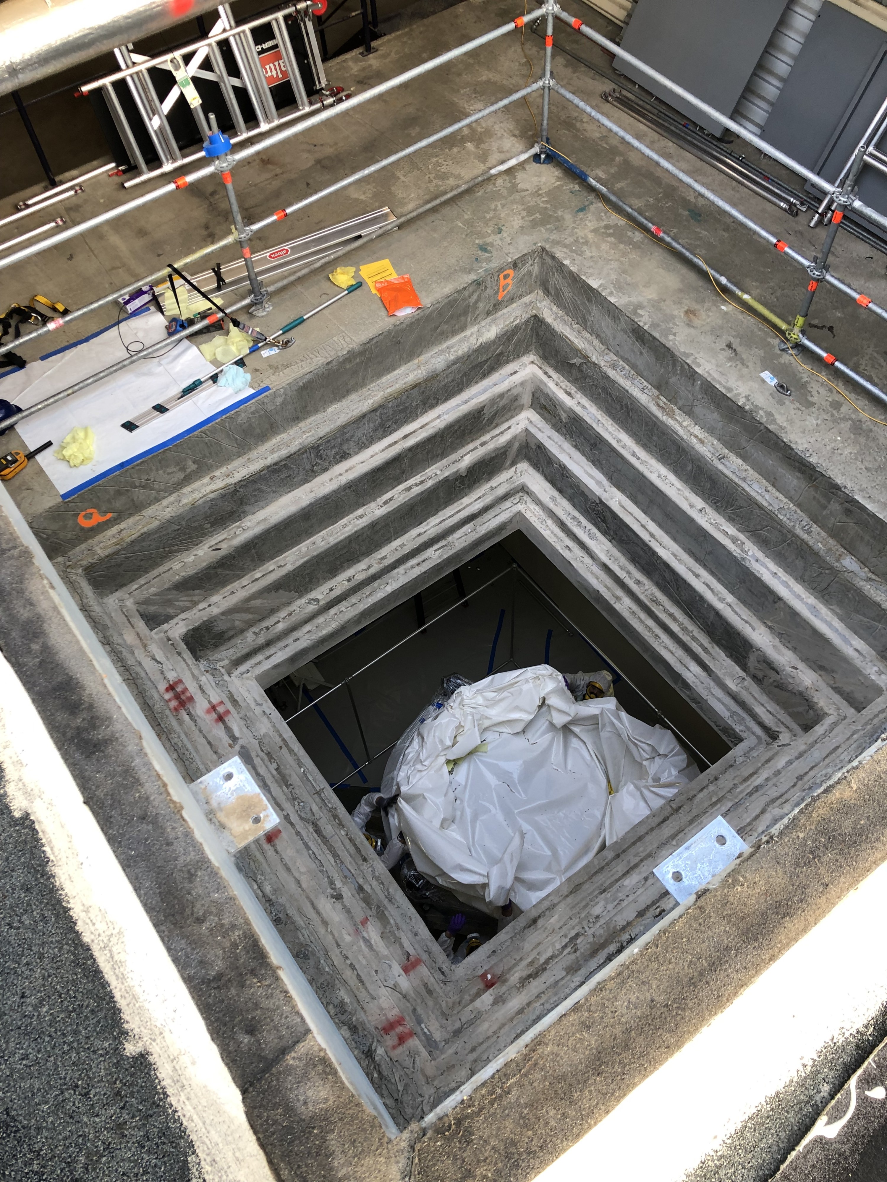 View of cyclotron through opening roof